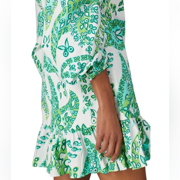 STAUD Carolina Butterfly Paisley Green White Dress size 6 - Picture 5 of 11